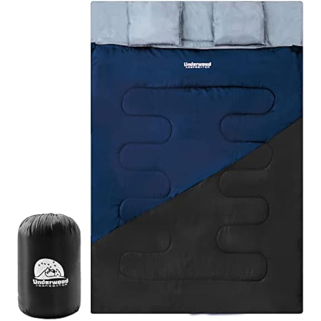 Jolof Store Double Sleeping Bag – 3 Season Lightweight with 2 Pillows