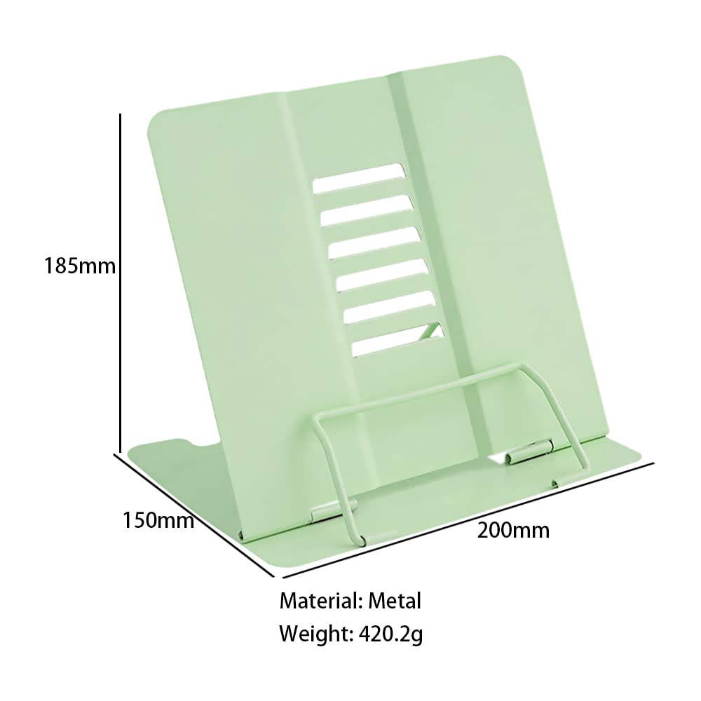 Book Stand, Multifunctional Metal Book Holder for Reading Green