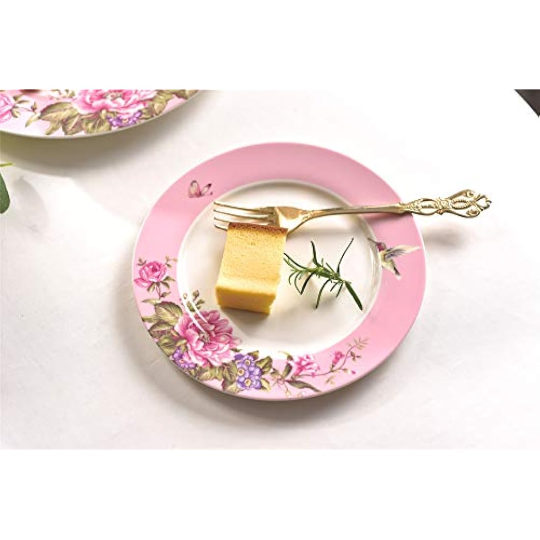 London Boutique Porcelain Dessert Plates - 7.5" Shabby Chic Floral Set of 4
