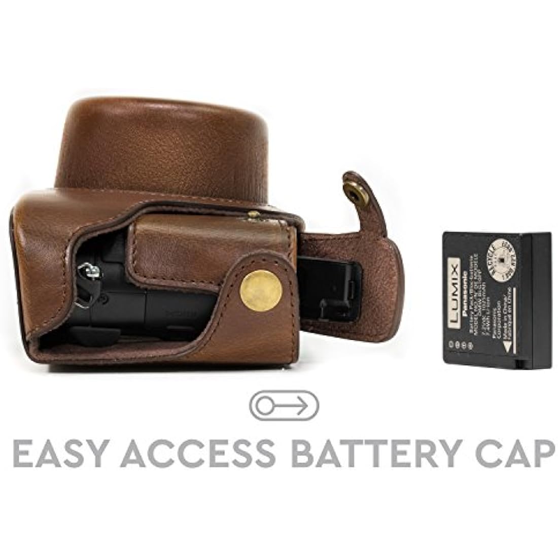 MegaGear Leather Camera Case for Panasonic Lumix LX100 – Dark Brown