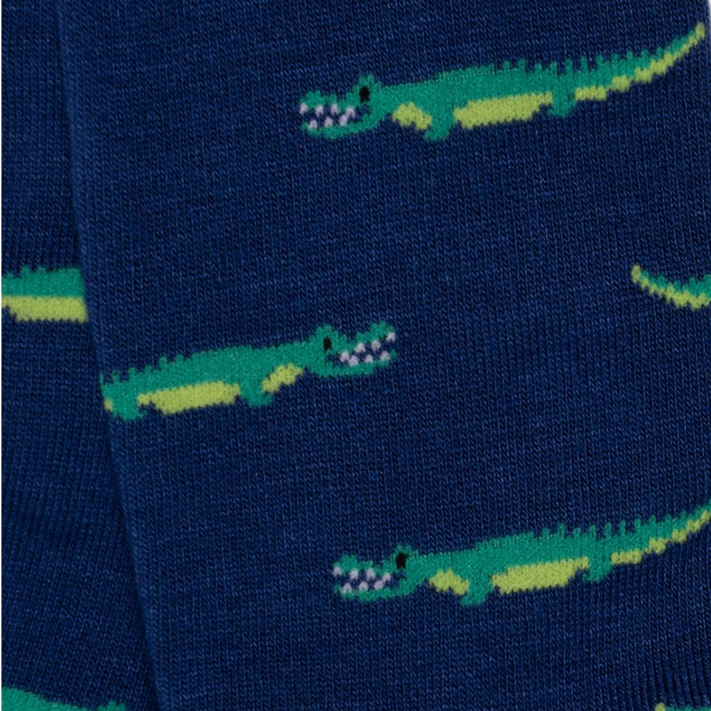 Swole Panda Crocodile Bamboo Socks – Breathable Deep Blue Novelty Socks