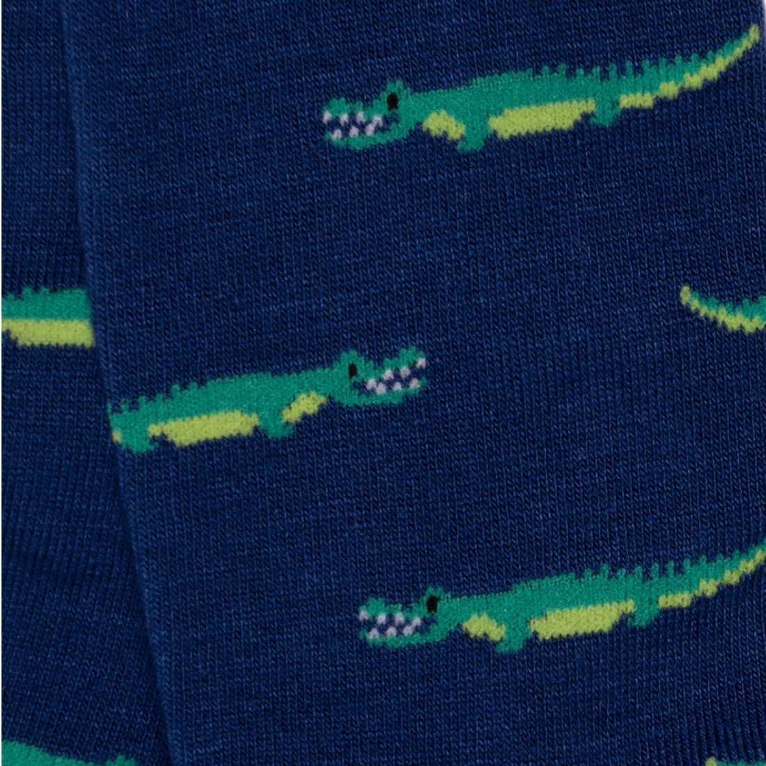 Swole Panda Crocodile Bamboo Socks – Breathable Deep Blue Novelty Socks
