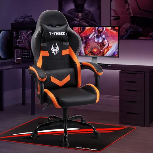 T-THREE Ergonomic High-Back Mesh Gaming Chair with Lumbar Support - White