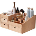 KIRIGEN Wooden Makeup Organizer | 3-Drawer Large Cosmetic Storage Box