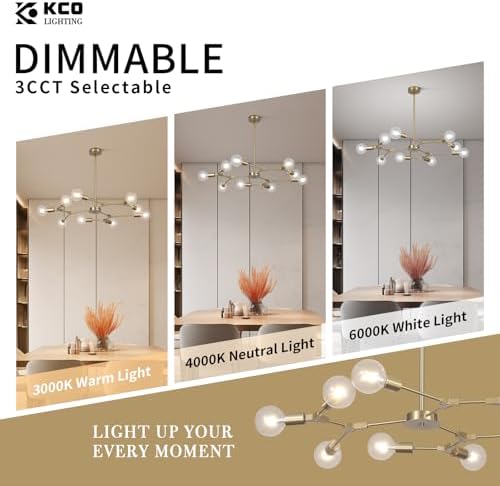 Jolof Store Modern Sputnik Chandelier – 9-Light Gold Mid Century Pendant