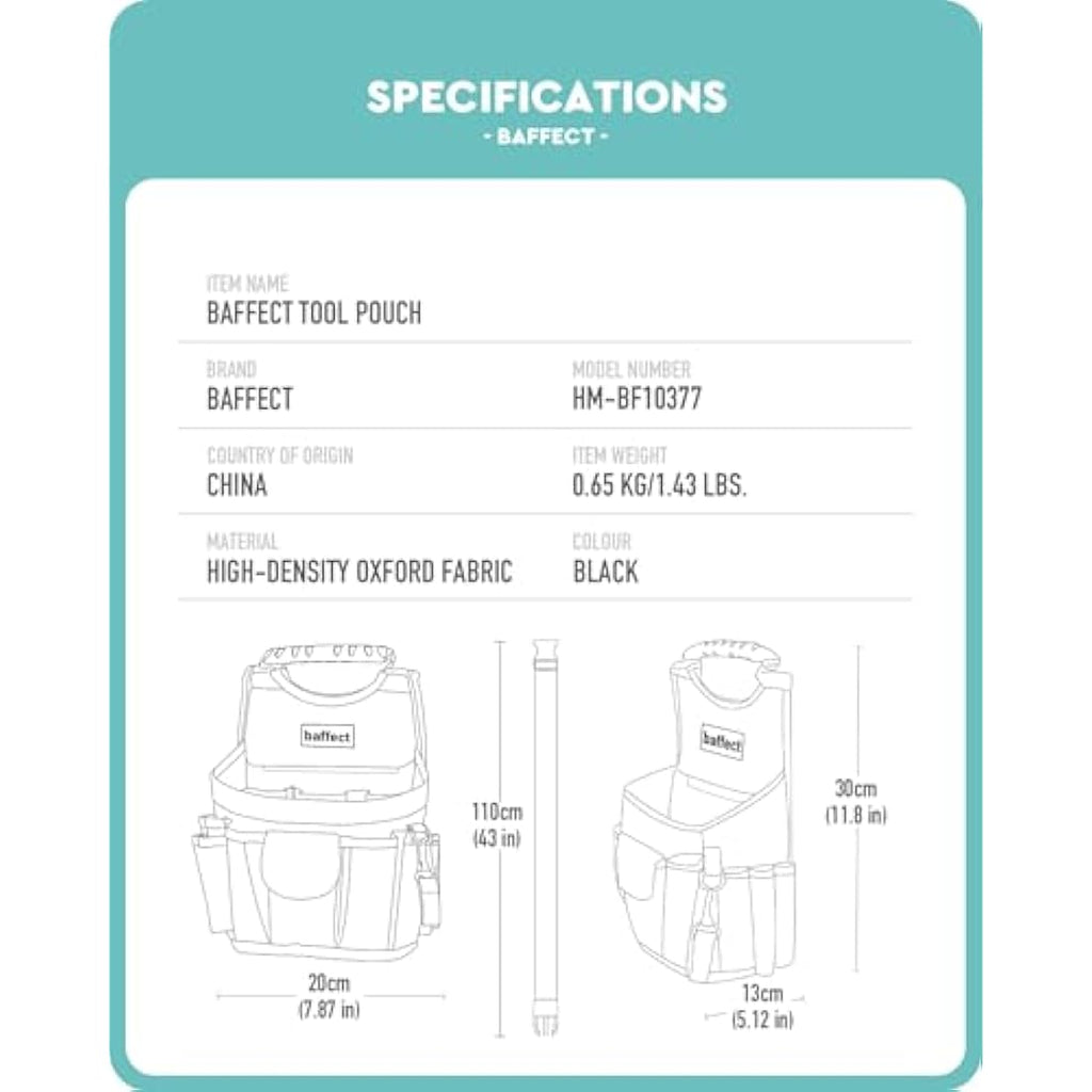 Baffect Electrician Tool Pouch – 20 Pocket Heavy Duty Canvas Waist Bag