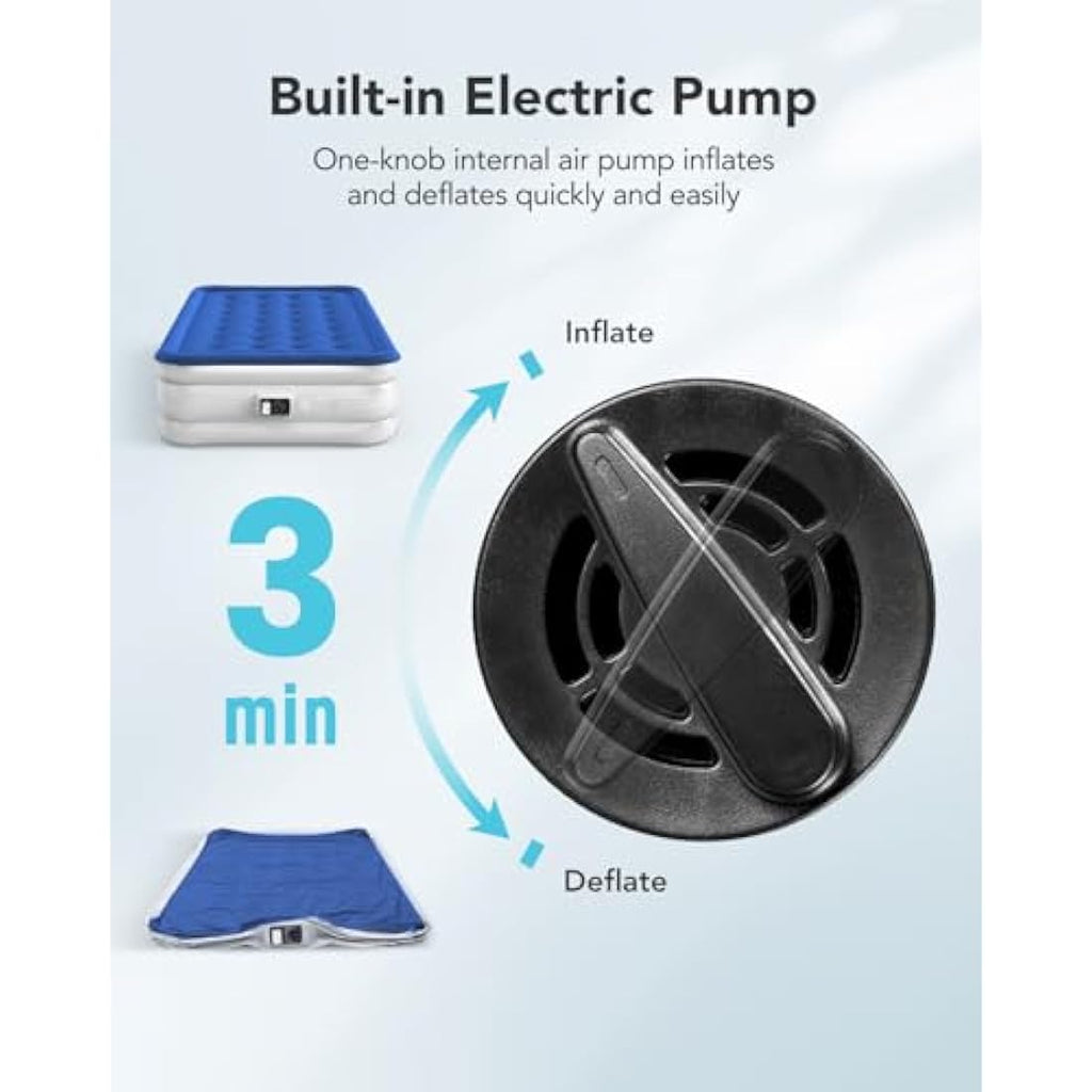 iDOO Inflatable Air Mattress with Built-in Pump | Double Camping Bed