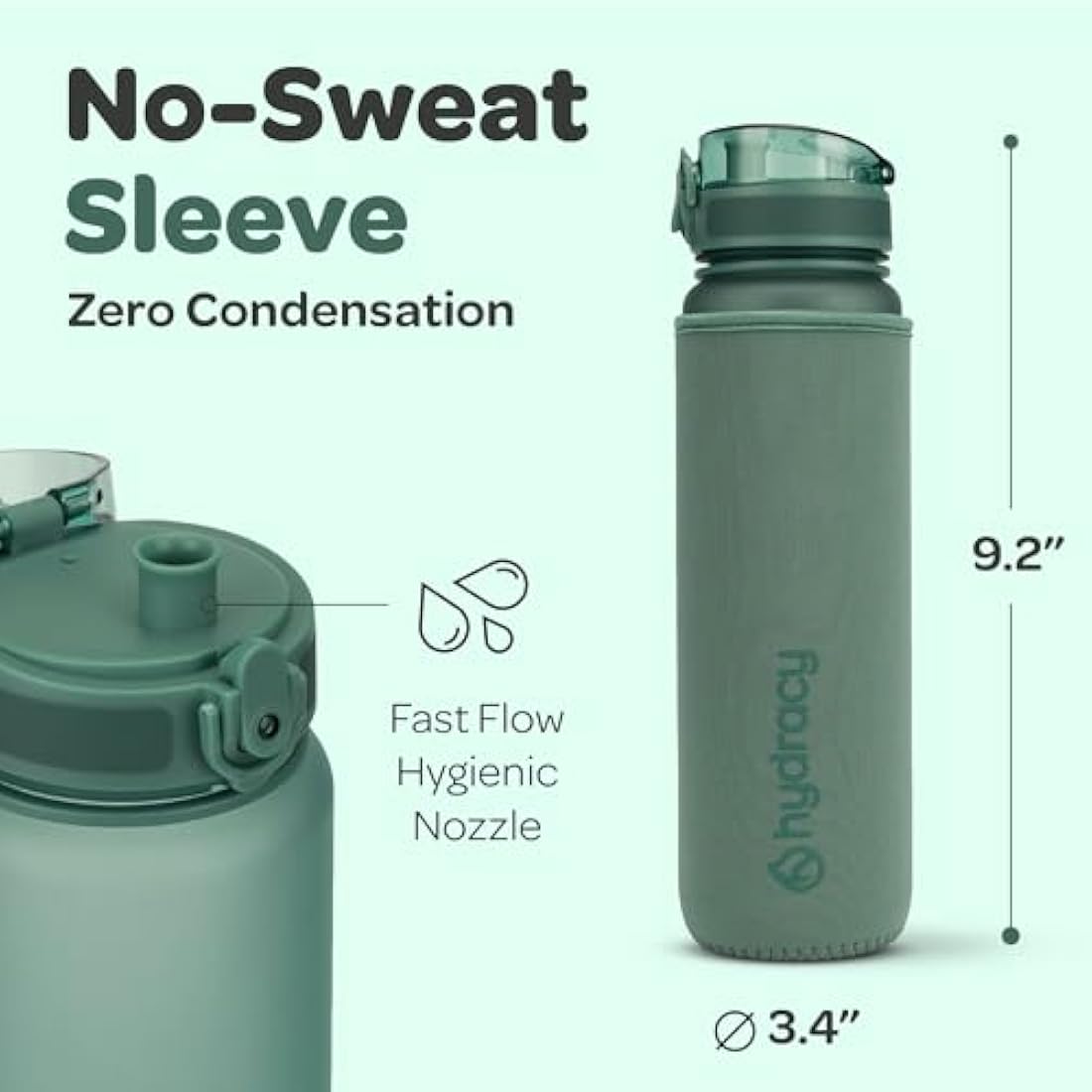 Hydracy 1L Water Bottle with Time Marker – BPA Free Leakproof Gym Bottle