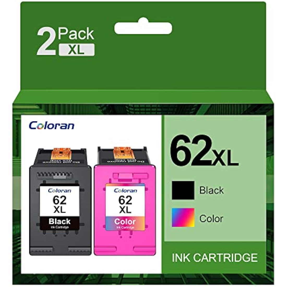 Coloran 62XL Ink Cartridges for HP Envy & OfficeJet Printers, 2-Pack
