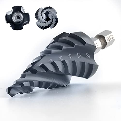 toolant 4-22mm Cobalt Step Drill Bit | 4-Spiral Flute Impact Unibit