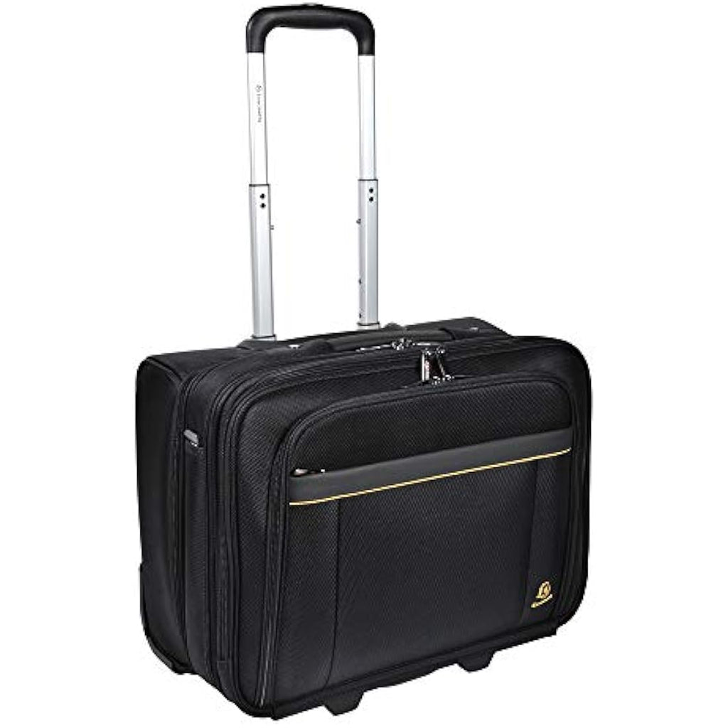 Exacompta Exatrolley Laptop Suitcase | 15.6" Rolling Briefcase - Black