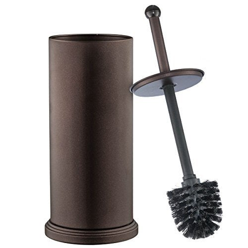 Home-it Bronze Toilet Brush and Holder Set – Steel Space Saving Scrubber