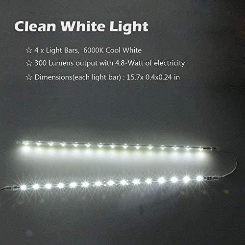 Cefrank LED Display Light Bar Kit | 4-Pack Linkable 6000K White Shelf Lights