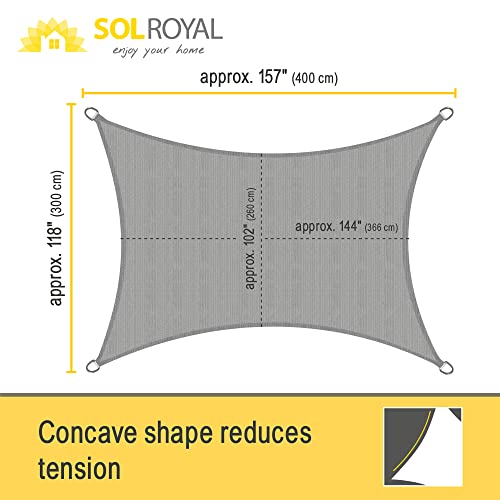 Sol Royal SolVision HS9 Sun Shade Sail - 4x3m HDPE Breathable Grey