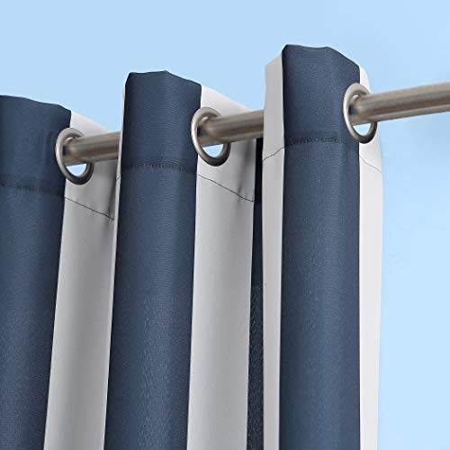 Sun Zero Valencia UV Protectant Outdoor Grommet Curtain Pair, Indigo, 108"