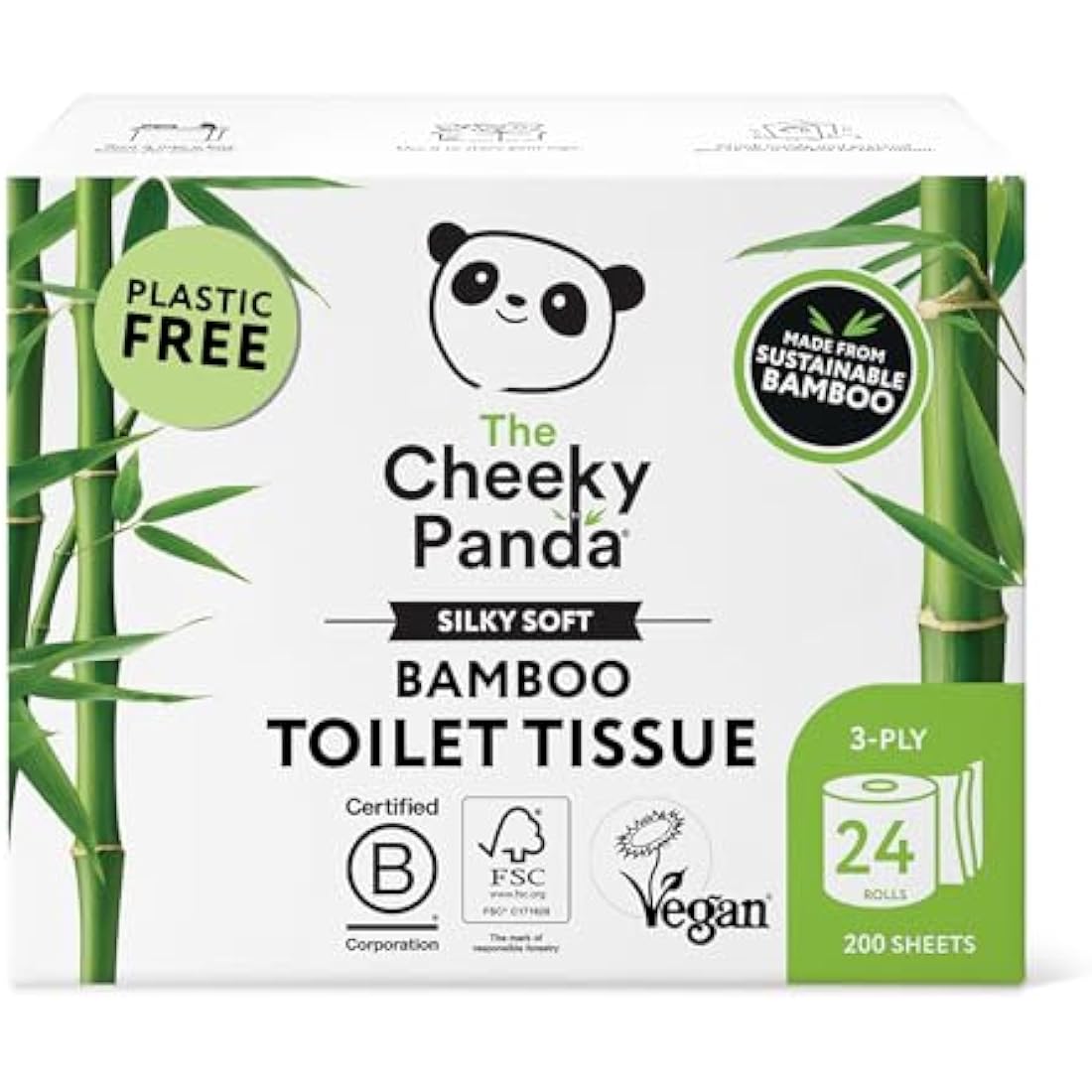 The Cheeky Panda Bamboo Toilet Rolls | 24 Pack | 3 Ply Plastic Free