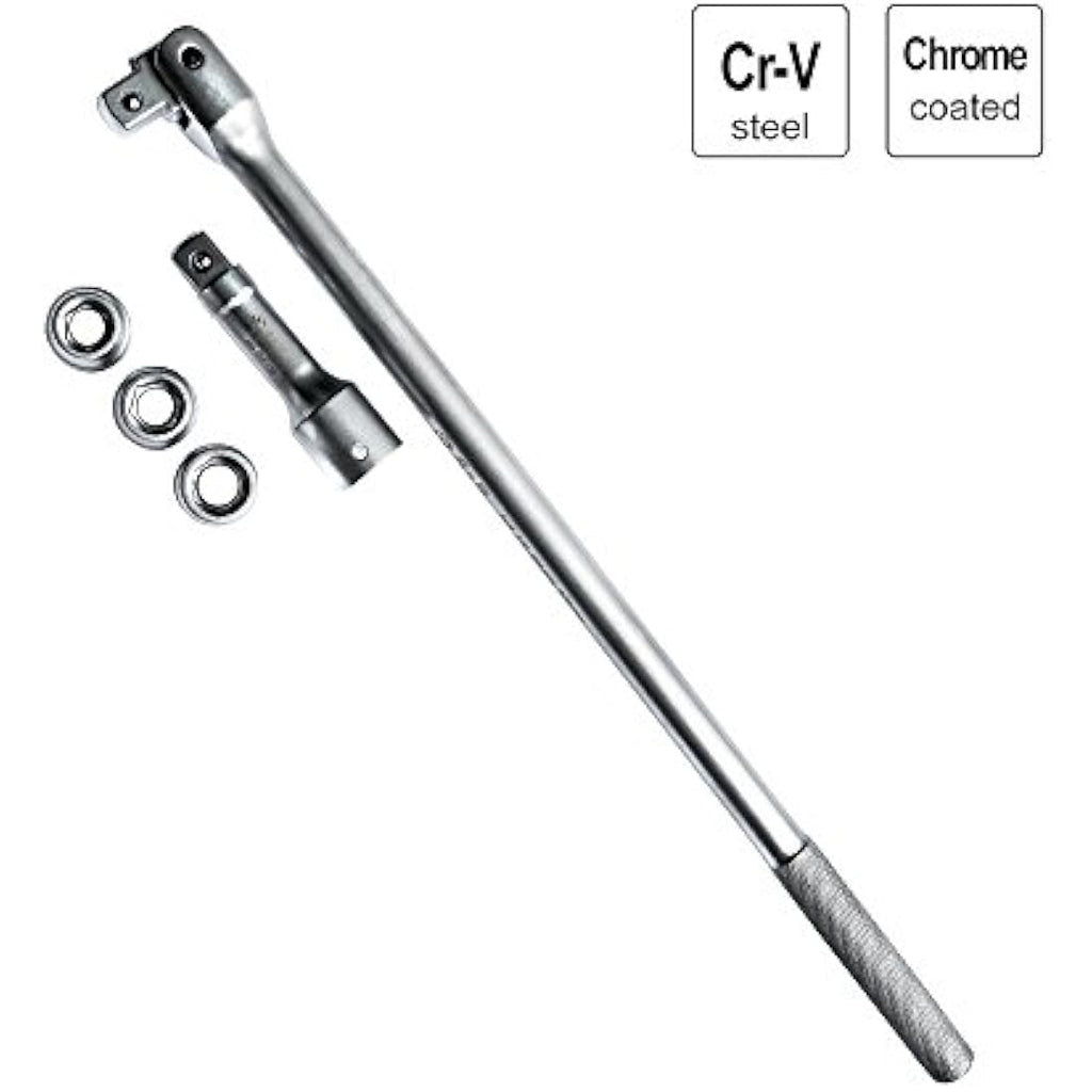 S&R 3/4" Breaker Bar Set – 600mm Flex Handle with 17, 19, 21mm Sockets