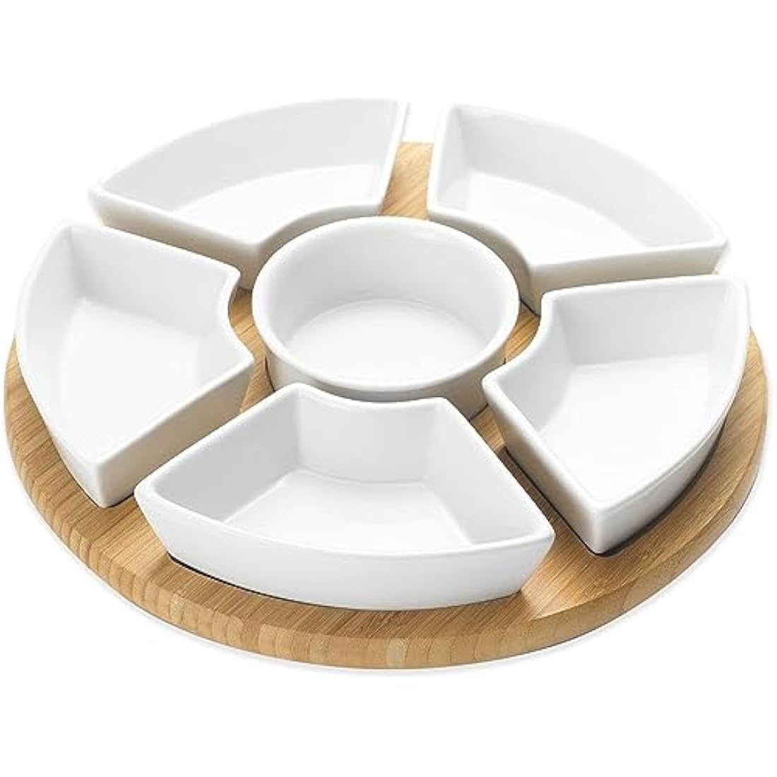 Jolof Store Rotating Lazy Susan Dip Set | 6 Ceramic Serving Dishes