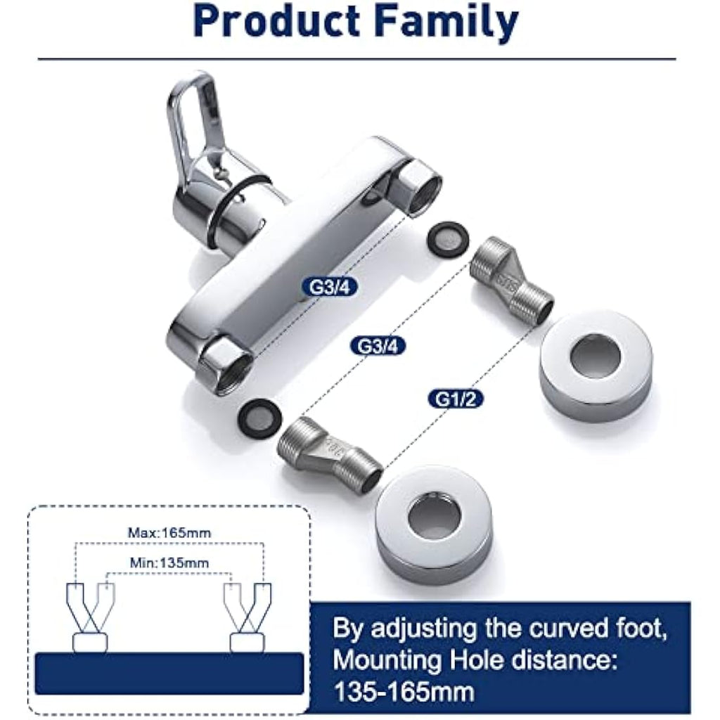 Chrome Shower Mixer Tap | Wall Mounted Brass Valve