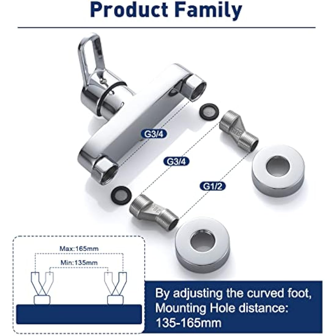 Chrome Shower Mixer Tap | Wall Mounted Brass Valve