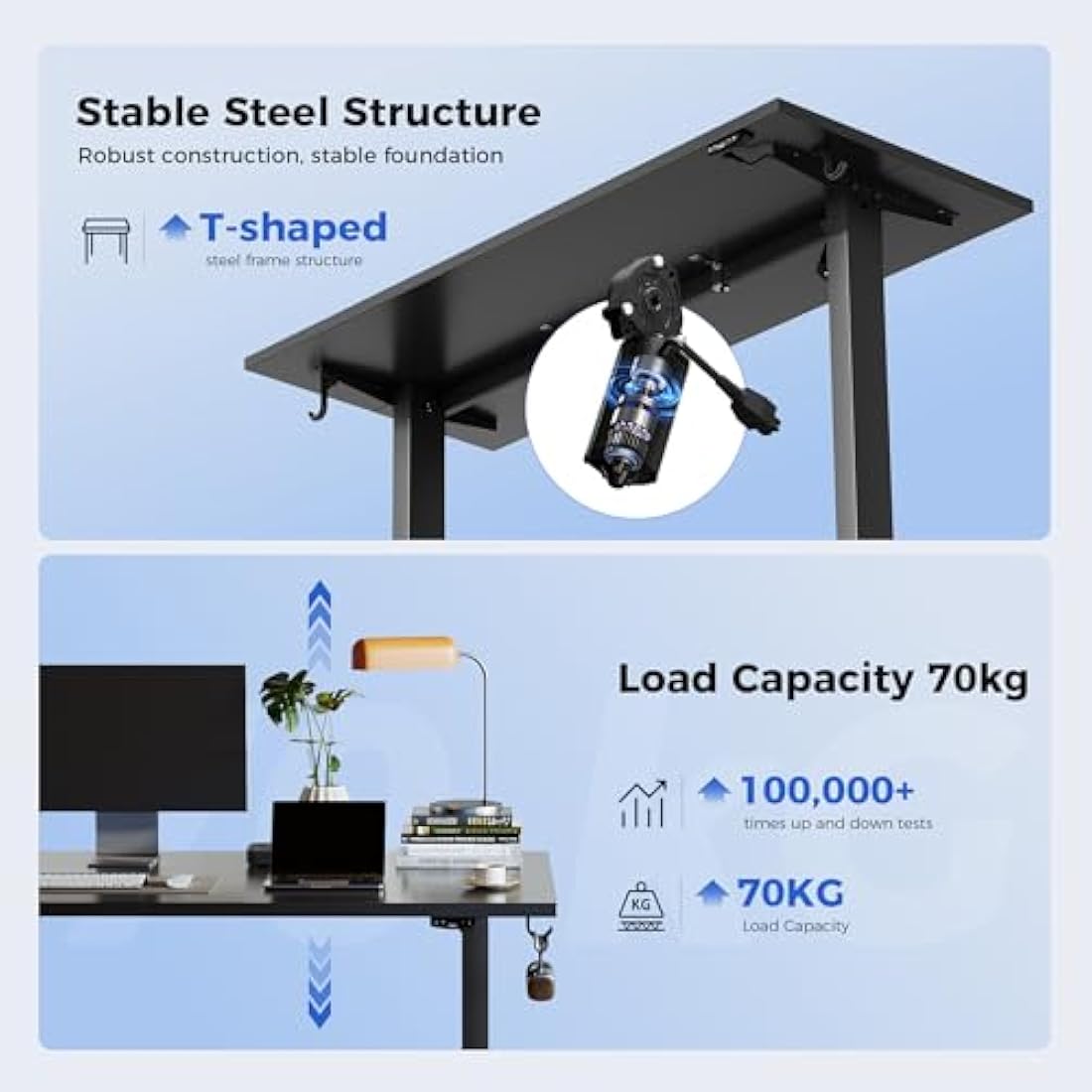 Agilestic Electric Standing Desk | 100x60cm Height Adjustable - Black