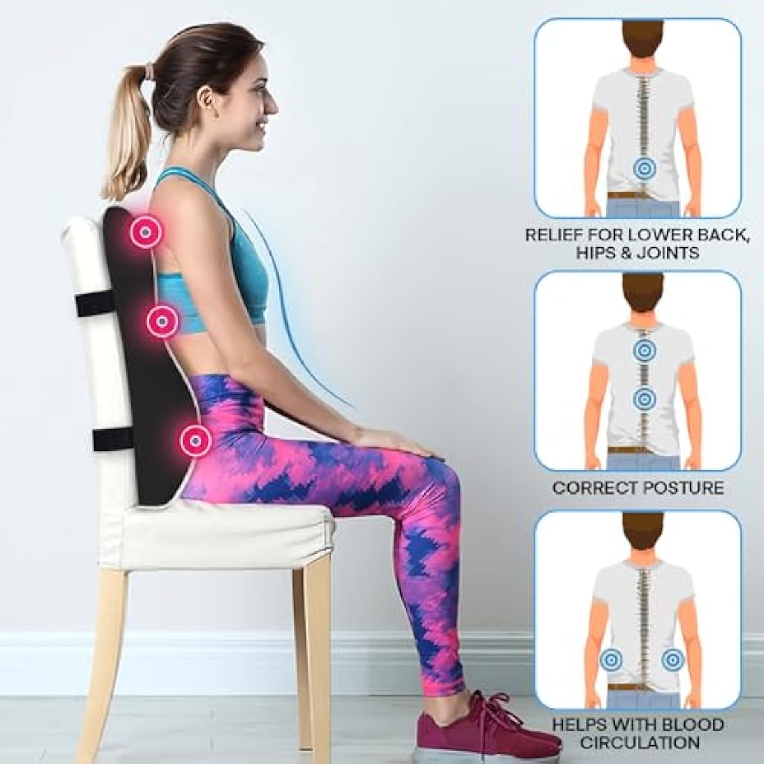 Supa Modern Lumbar Support Pillow | Memory Foam Back Cushion for Office Chair