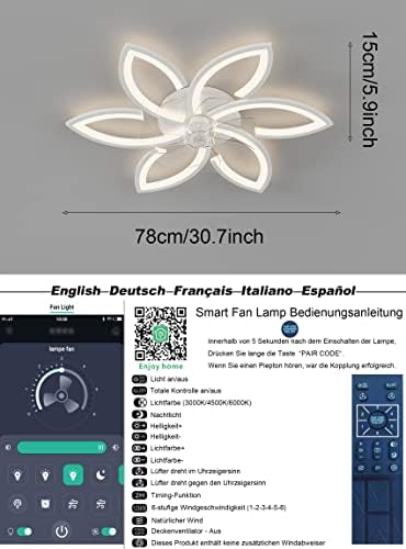 Jolof Store Silent Flower Ceiling Fan with Light - Dimmable Gold Acrylic