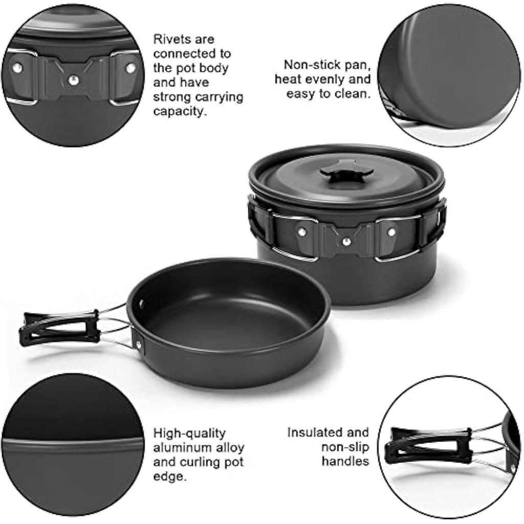 aiGear 15-Piece Camping Cookware Set | Lightweight Aluminum Mess Kit