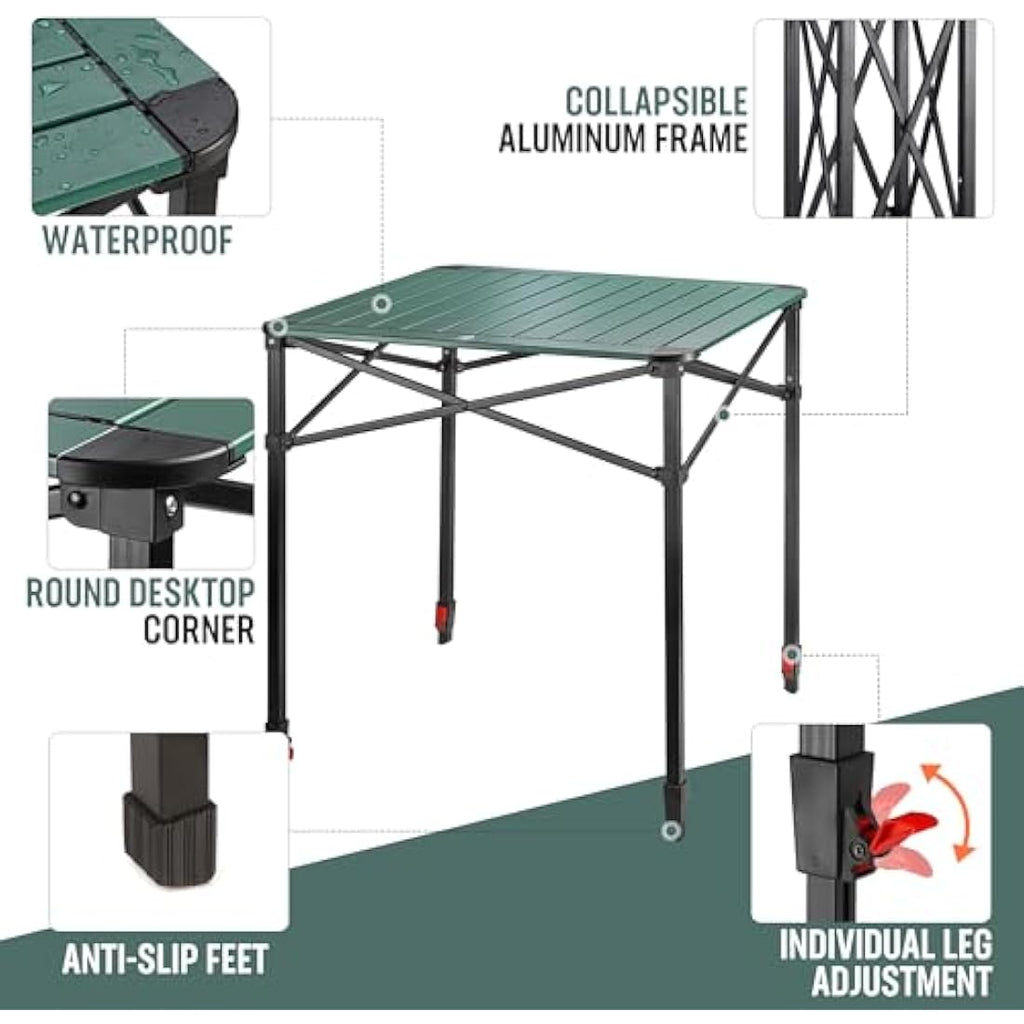 VILLEY Aluminum Camping Table | Folding Portable Table with Carry Bag
