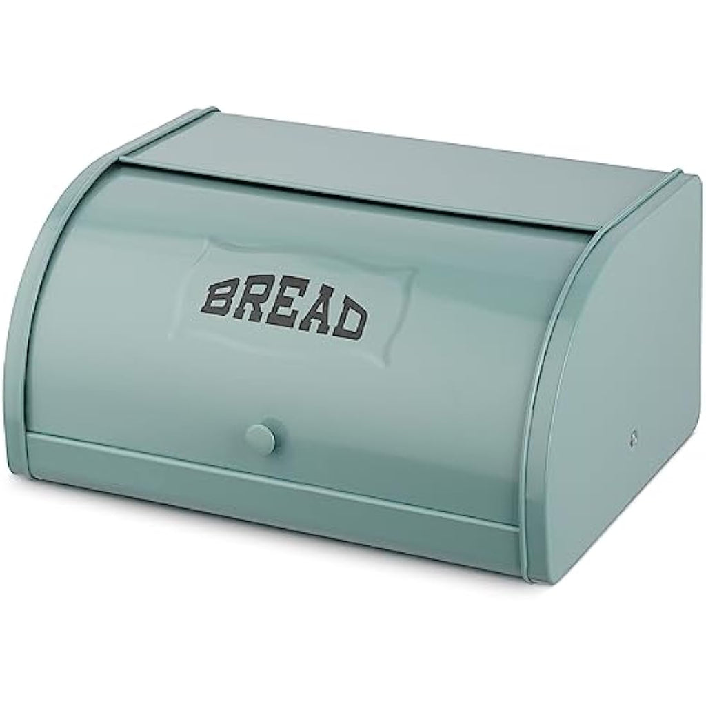 Metal Bread Box – Roll Top Countertop Storage Bin, Green
