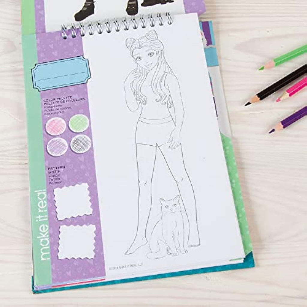 Make It Real Kitty Fashion Sketchbook with Stencils and Stickers