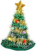 Henbrandt Christmas Tree Hat with Tinsel and Gold Star Topper - 43cm
