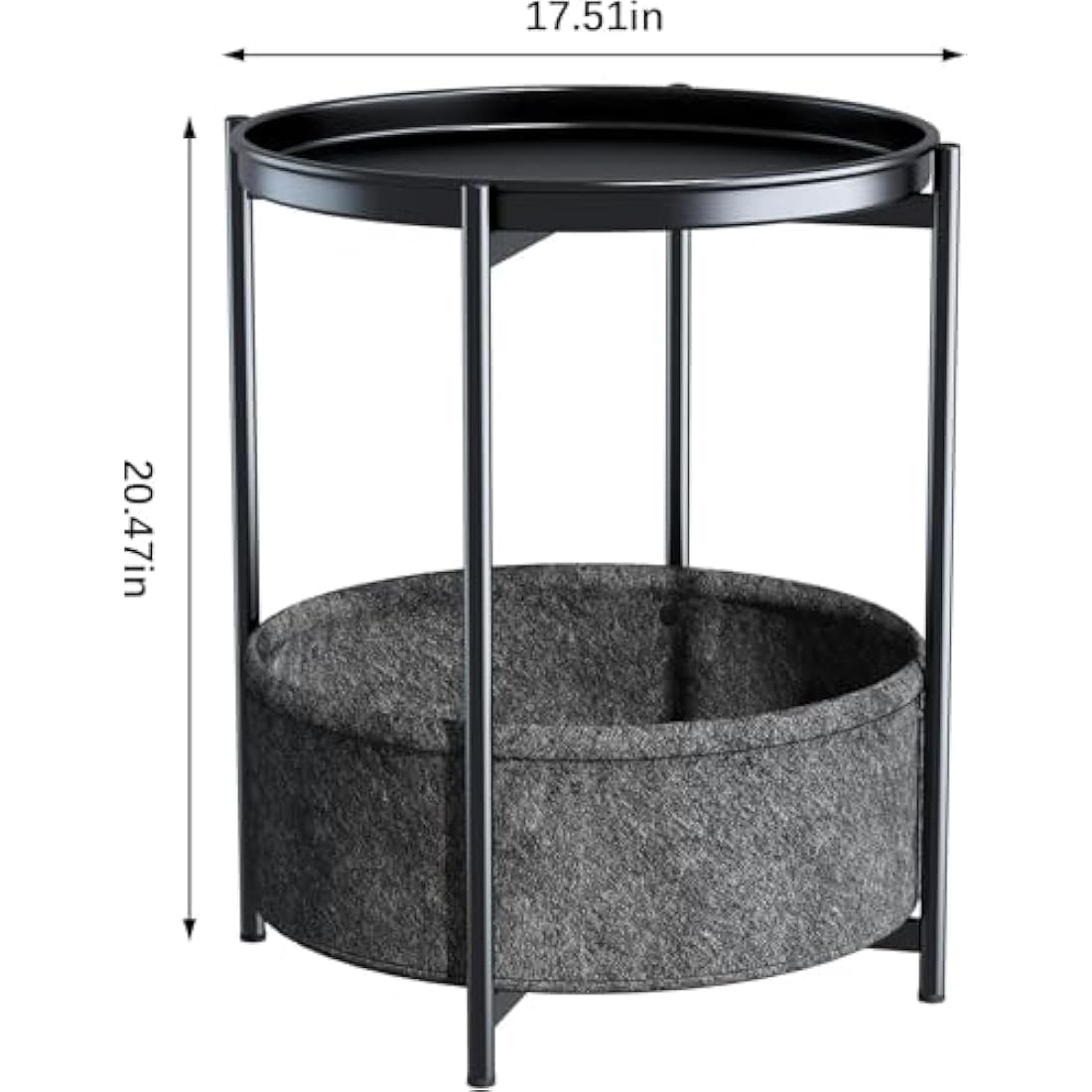 Jolof Store Round Side Table – Metal End Table with Storage Basket