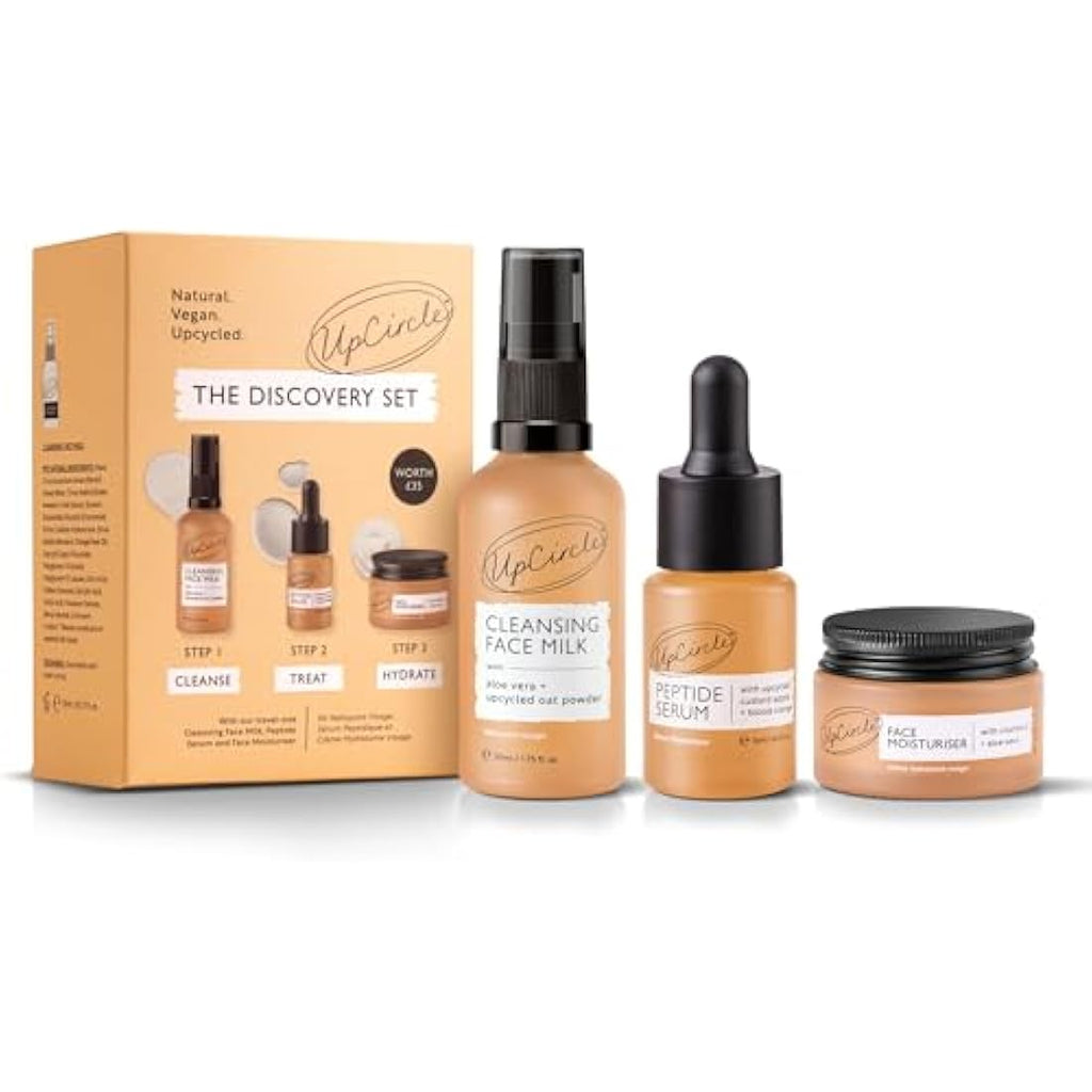UpCircle Skincare Discovery Set – Vegan Face Milk, Serum & Moisturiser