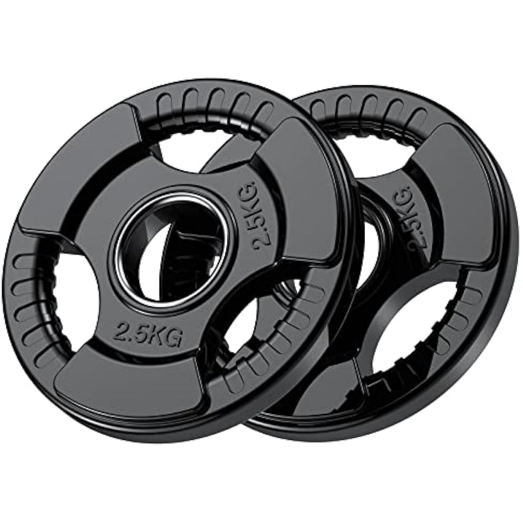 PhysKcal Olympic Weight Plates | Rubber Coated Cast Iron Tri-Grip Discs