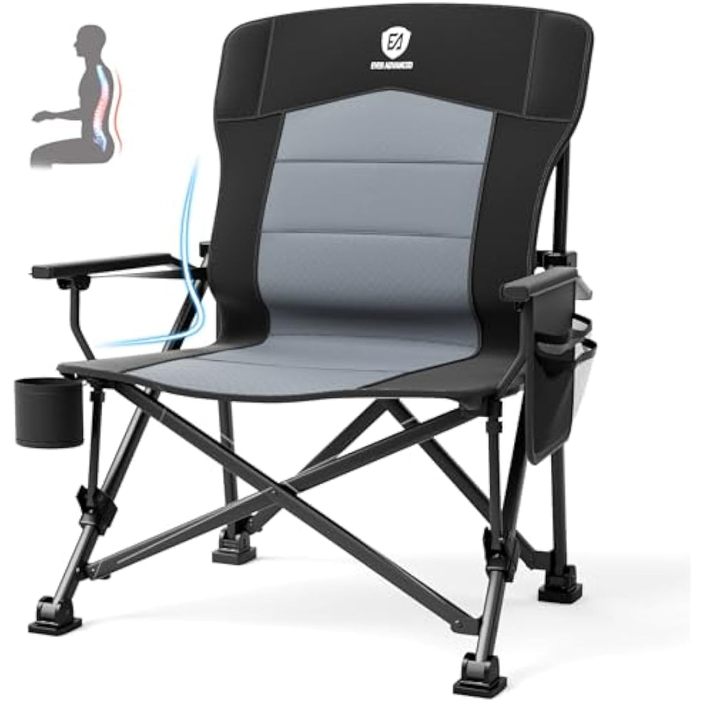 EVER ADVANCED Oversized Heavy Duty Camping Chair with Lumbar Support