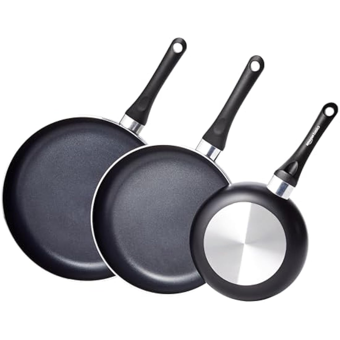Non-Stick Frying Pan Set – 3-Piece Aluminum Cookware, Black