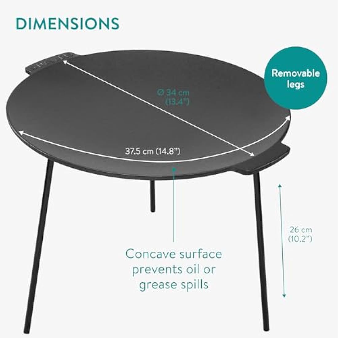 Navaris Cast Iron Griddle – 34cm Pre-Seasoned Portable Camping Grill