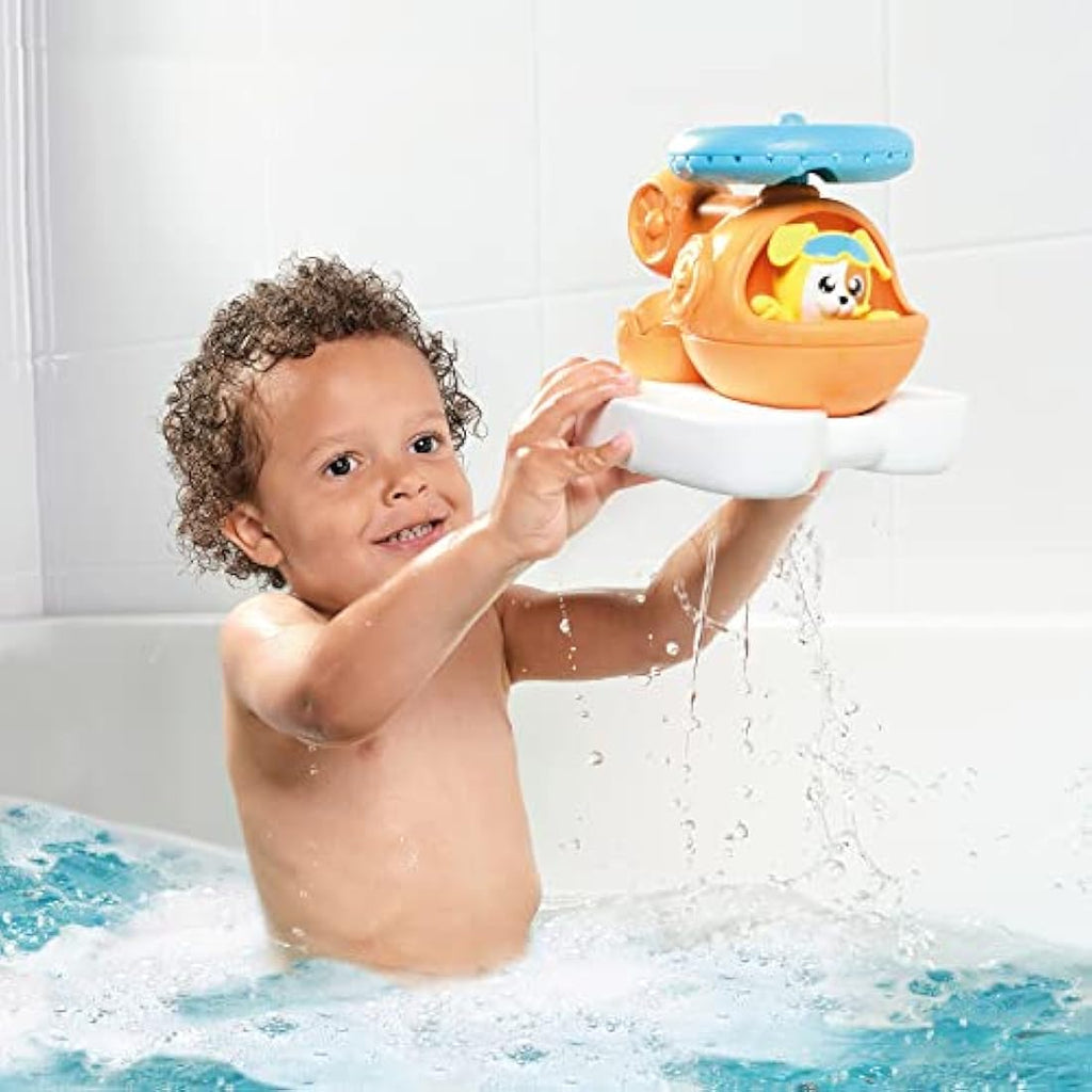 Toomies Splash & Rescue Helicopter Bath Toy with Squirting Pilot