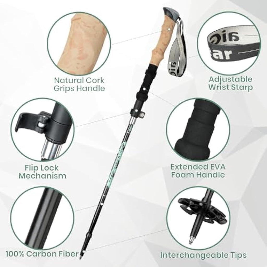 aiGear Aluminum Trekking Poles | Collapsible Ultralight Hiking Poles