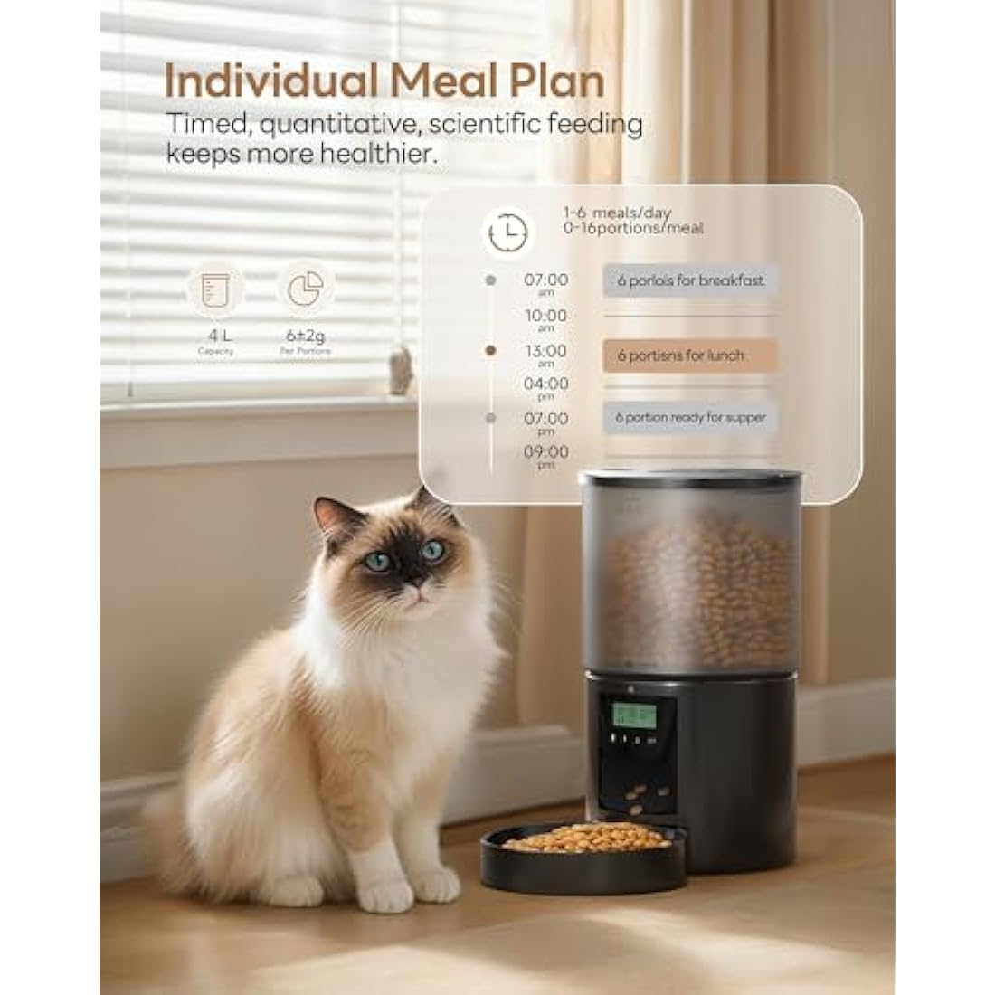 Jolof Store Automatic Cat Feeder | 4L Programmable Timer Pet Food Dispenser