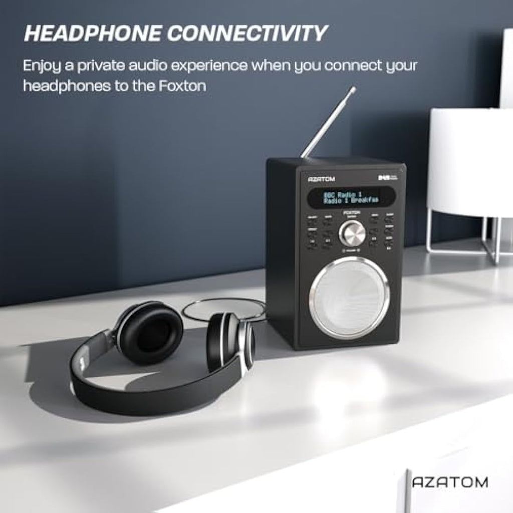 Azatom Foxton FX2 DAB/DAB+ Digital Radio with Bluetooth & Dual Alarms - Black