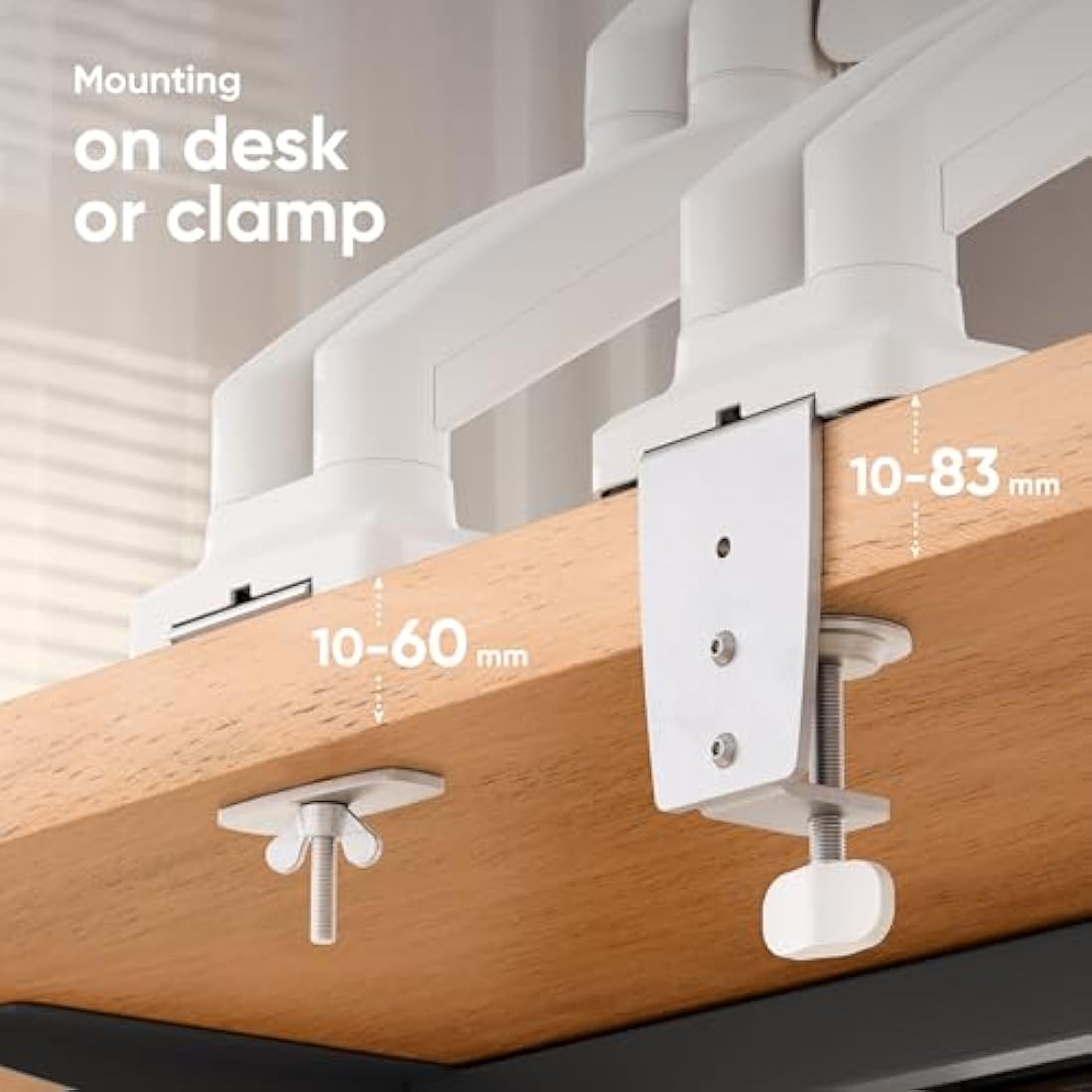 ONKRON G160-W White Dual Monitor Arm – Gas Spring Desk Mount for 13-32"