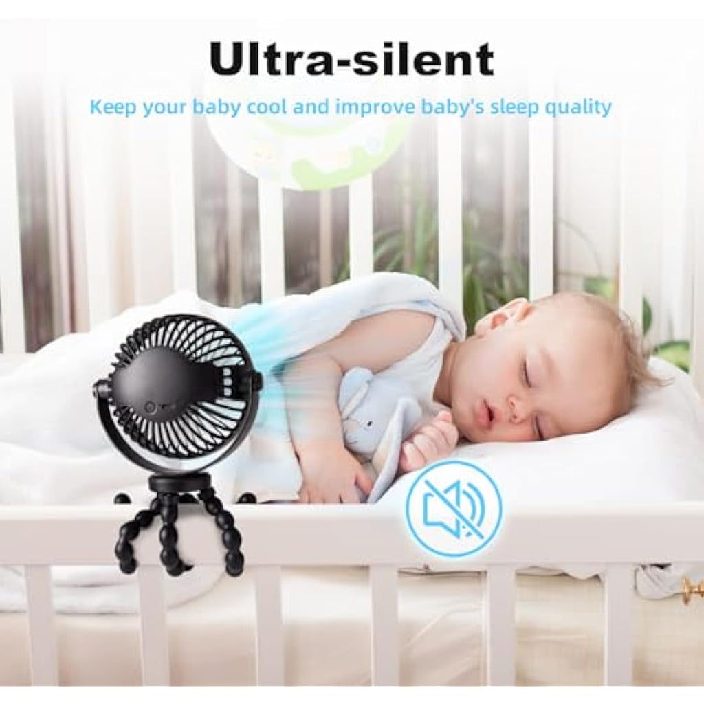 Stroller Fan – Portable 5200mAh Rechargeable Flexible Tripod Fan