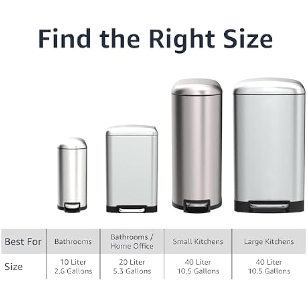 Jolof Store Slim 10L Stainless Steel Trash Can with Soft-Close Lid