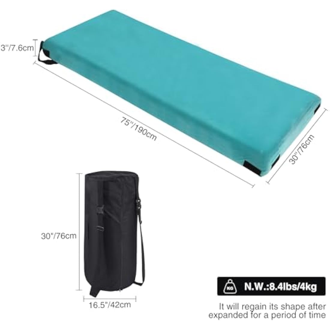 REDCAMP Memory Foam Camping Mattress | Portable Roll Up Sleeping Pad