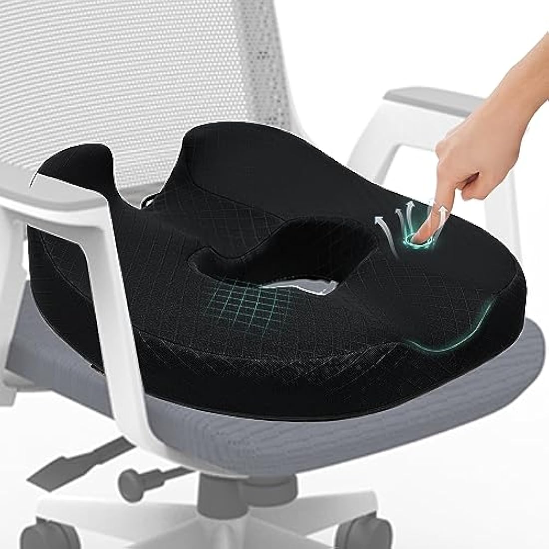 Jolof Store Donut Seat Cushion – Memory Foam Orthopedic Coccyx Pillow, Black