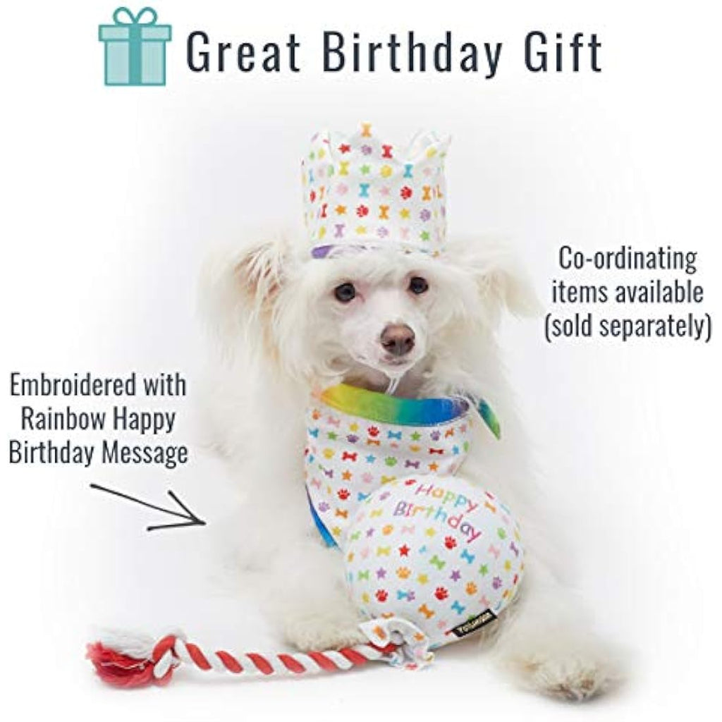 Pet London Birthday Balloon Dog Toy – Rainbow Confetti Plush Gift