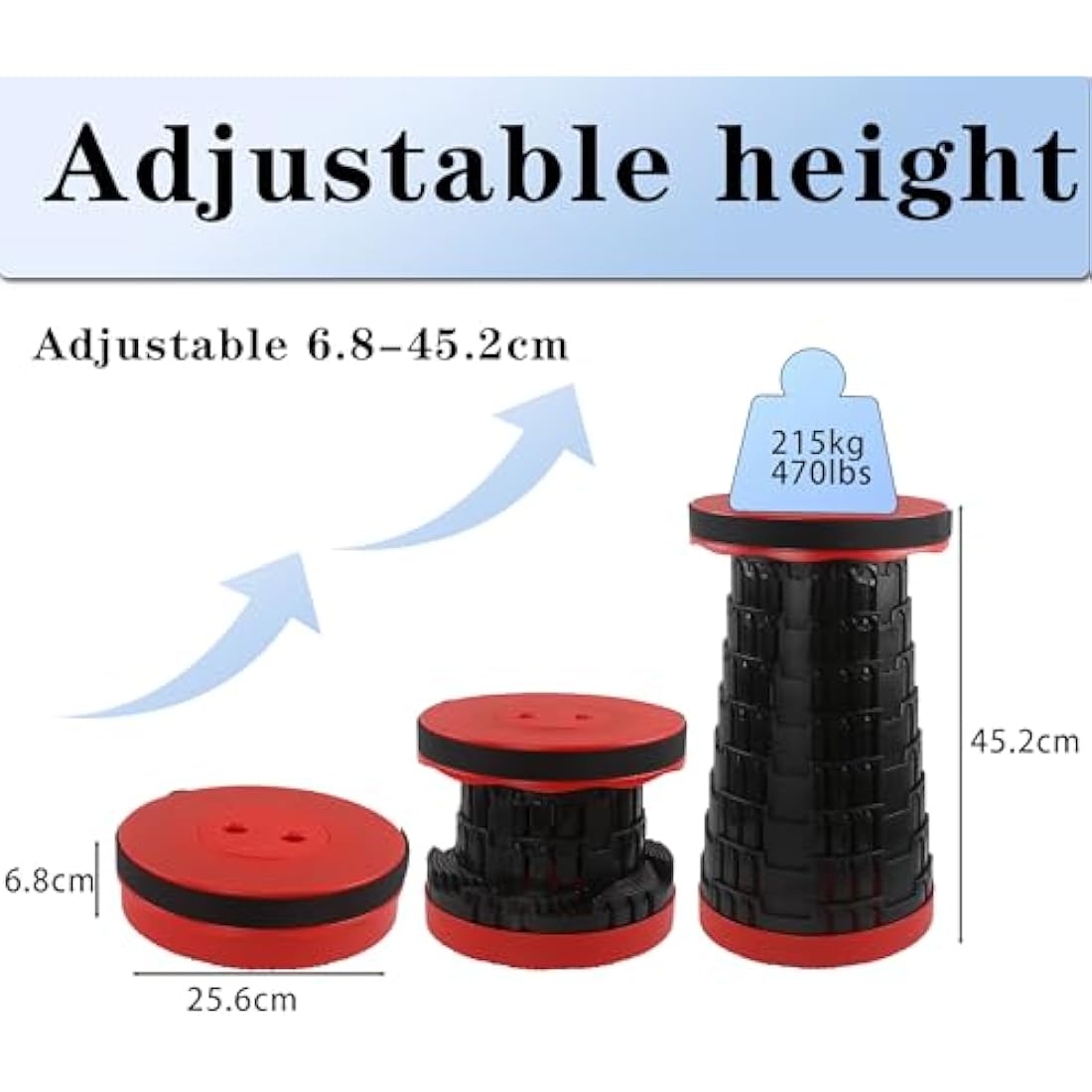 HVDHYY Telescopic Stool 2-Pack – Portable Folding Camping Seat, Red