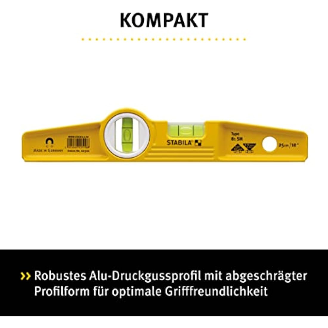 Stabila 81s-10ml Magnetic Torpedo Level – 25cm Cast Aluminum Profile